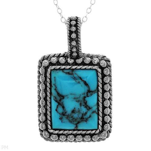 GENUINE BLUE TURQUOISE SOLID S/SILVER NECKLACE